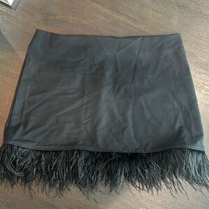 WeWoreWhat Black Feathered Mini Skirt